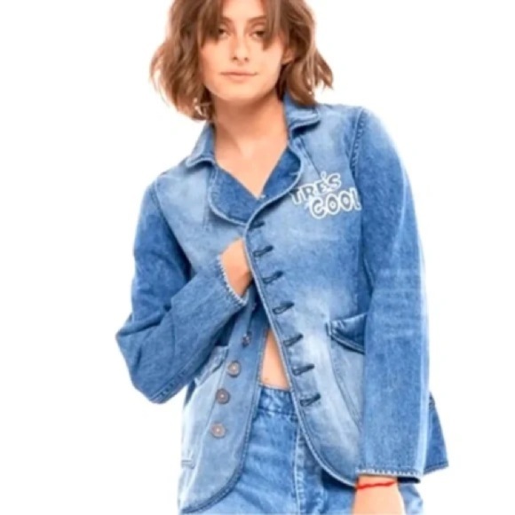 FREE PEOPLE X SANDRINE ROSE NWT DENIM JACKET SMALL - Picture 1 of 7